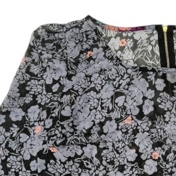 Xhilaration Floral Print Sheer Long Sleeve Blouse Size Medium - Picture 4 of 13